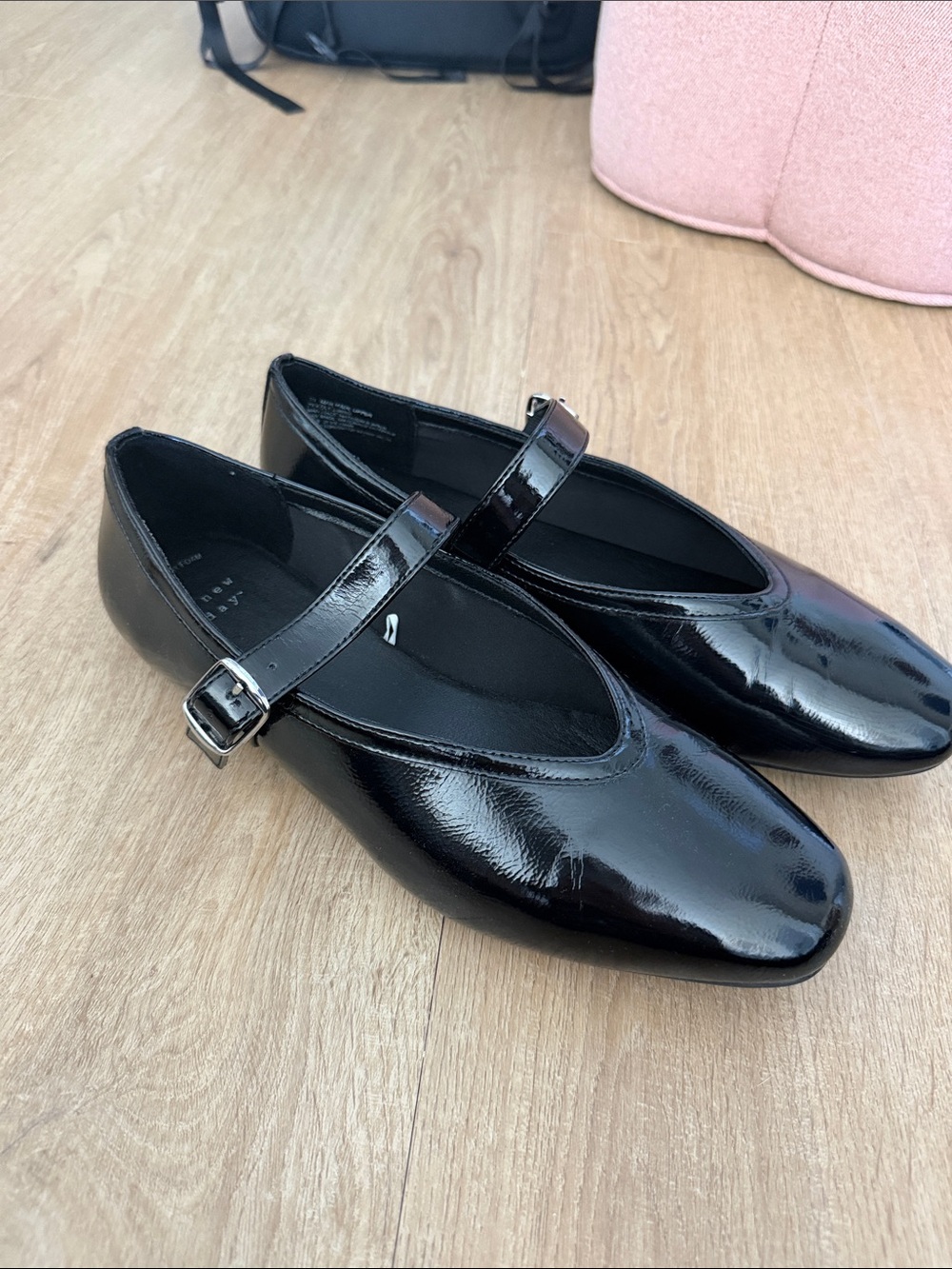 a new day Black Patent Mary Jane Flats with Buckle